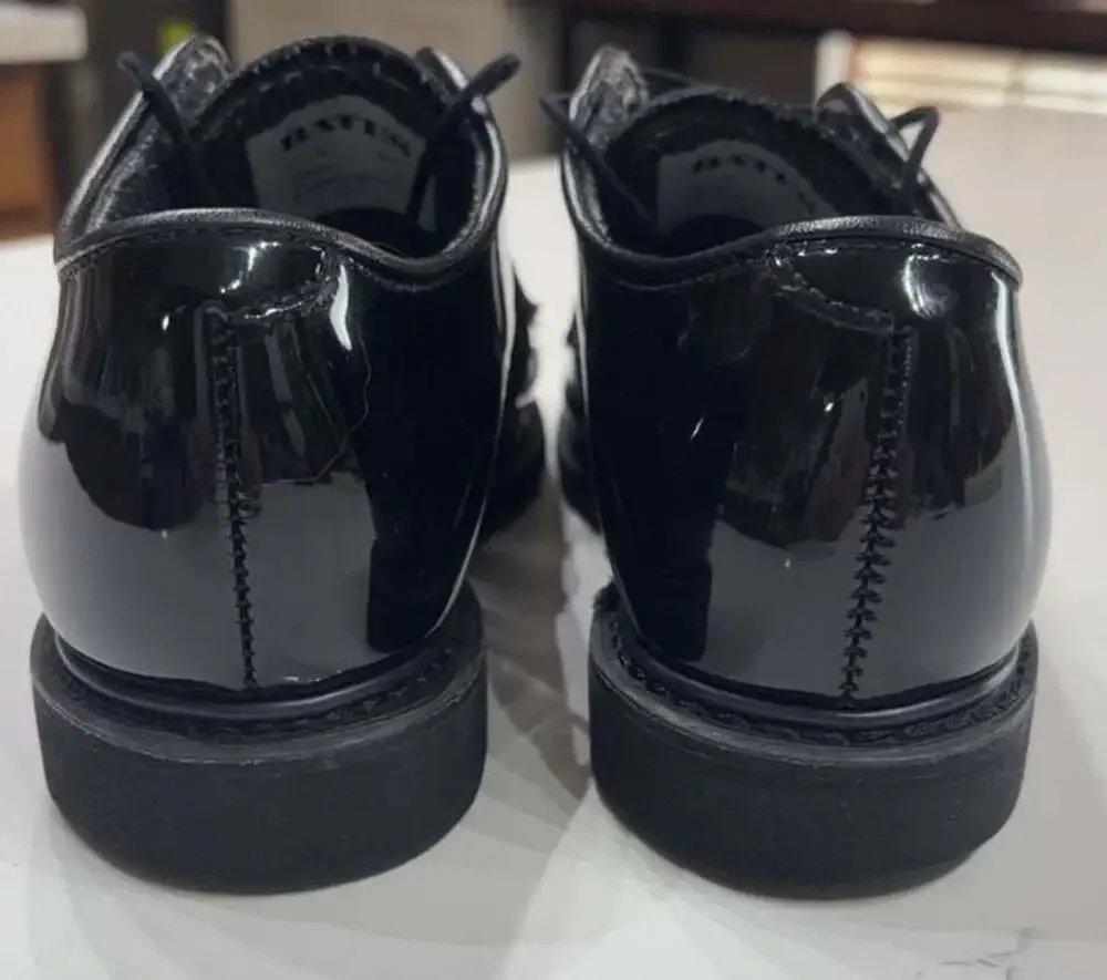 Bates Lites Black Patent Leather Uniform Oxford Shoes Size 7.5W